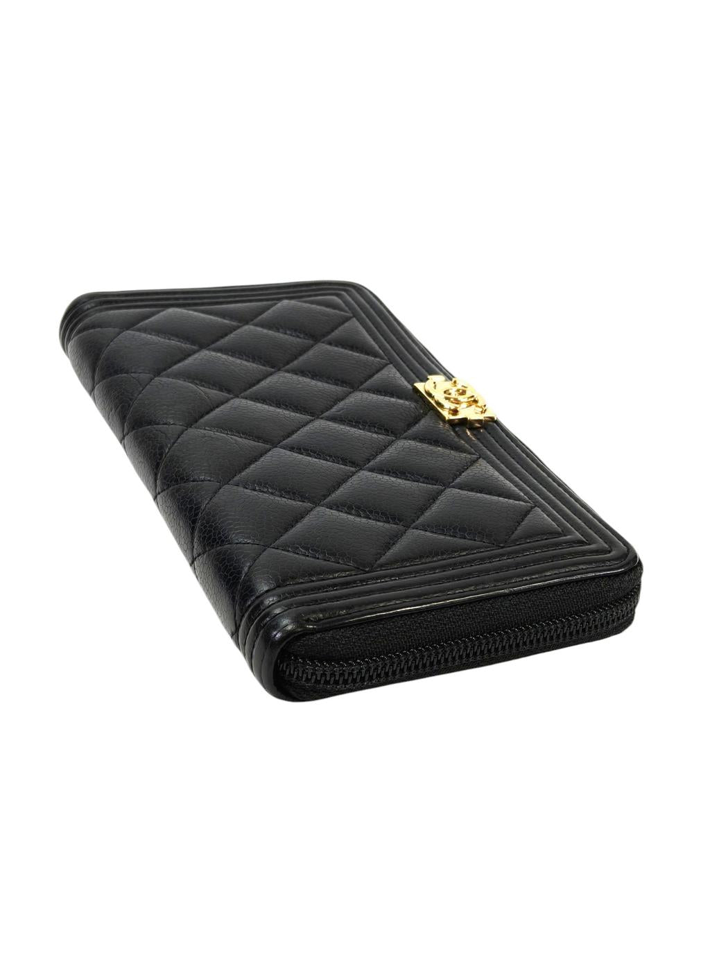 CHANEL シャネル ボーイシャネル ラウンドファスナー 長財布 ブラック 管理番号：11403