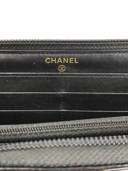 CHANEL シャネル ボーイシャネル ラウンドファスナー 長財布 ブラック 管理番号：11403
