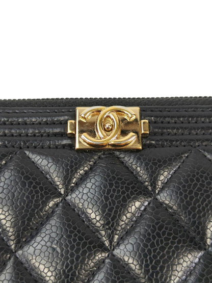 CHANEL シャネル ボーイシャネル ラウンドファスナー 長財布 ブラック 管理番号：11403
