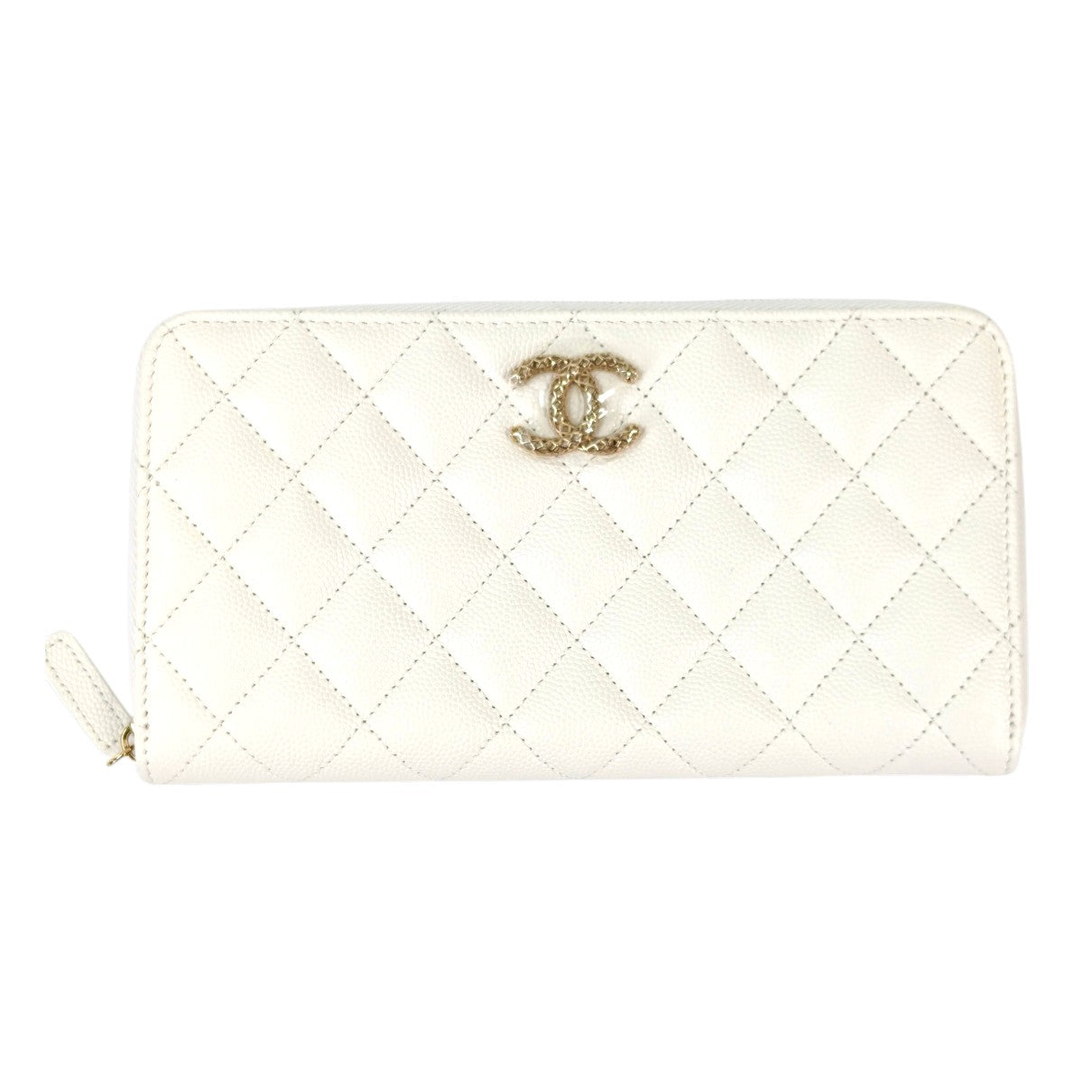 CHANEL シャネル マトラッセ ラウンドファスナー 長財布 ゴールド金具 ホワイト  管理番号：11415