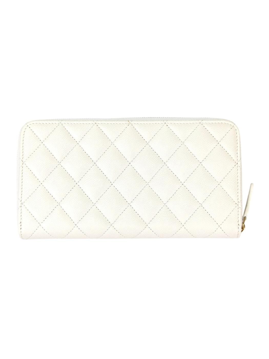 CHANEL シャネル マトラッセ ラウンドファスナー 長財布 ゴールド金具 ホワイト  管理番号：11415