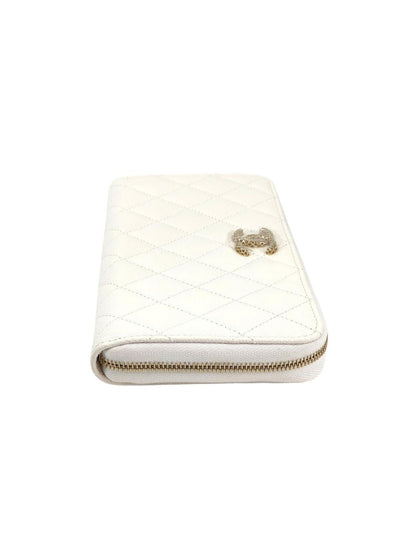 CHANEL シャネル マトラッセ ラウンドファスナー 長財布 ゴールド金具 ホワイト  管理番号：11415
