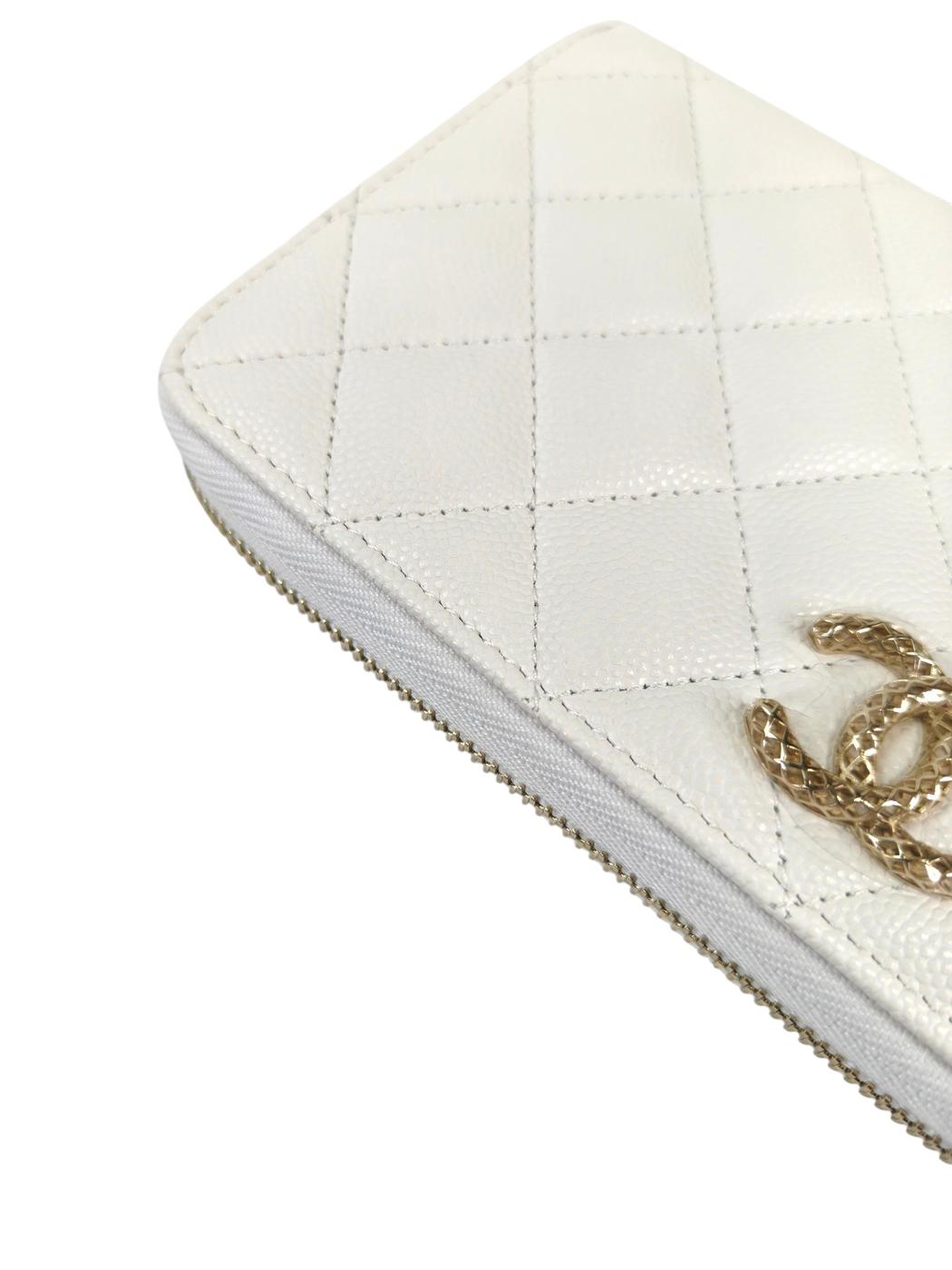 CHANEL シャネル マトラッセ ラウンドファスナー 長財布 ゴールド金具 ホワイト  管理番号：11415