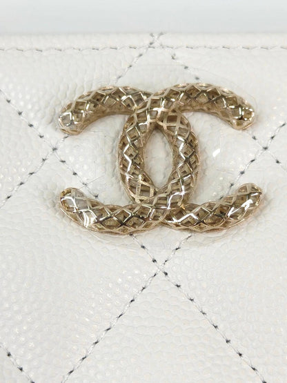 CHANEL シャネル マトラッセ ラウンドファスナー 長財布 ゴールド金具 ホワイト  管理番号：11415