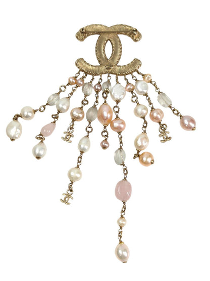 CHANEL シャネル ココマーク パール フリンジ ブローチ コメ有 ホワイト  管理番号：11420
