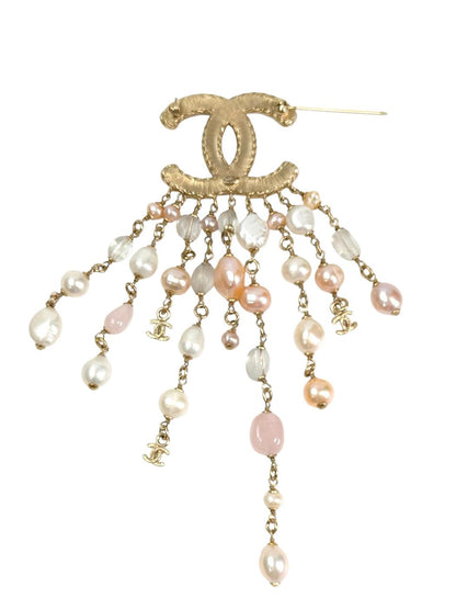 CHANEL シャネル ココマーク パール フリンジ ブローチ コメ有 ホワイト  管理番号：11420