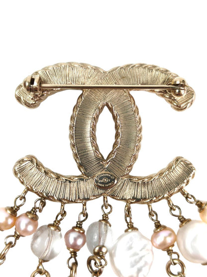 CHANEL シャネル ココマーク パール フリンジ ブローチ コメ有 ホワイト  管理番号：11420