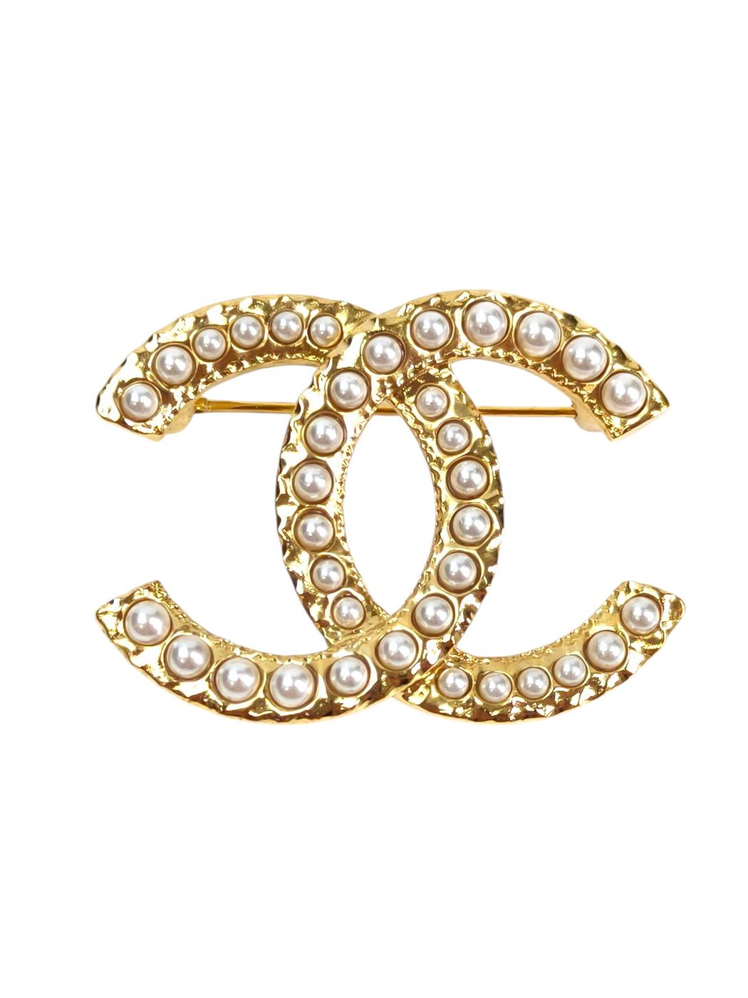 CHANEL フェイクパール ココマーク ブローチ ゴールド  管理番号：11421