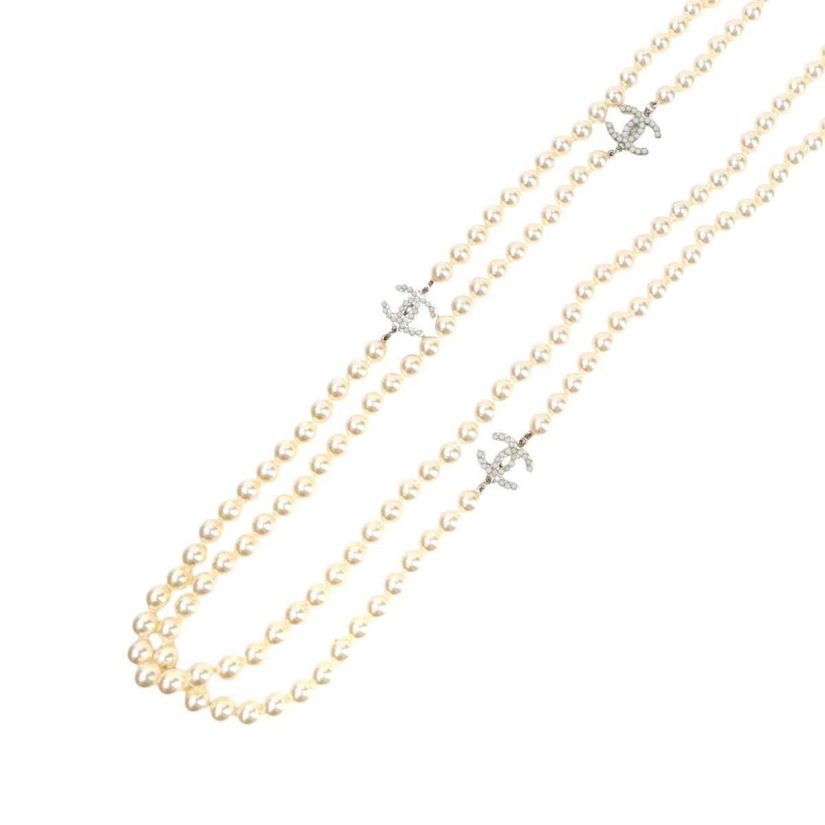 CHANEL シャネル ココマーク フェイクパール コメ有 ネックレス ホワイト 管理番号：11422