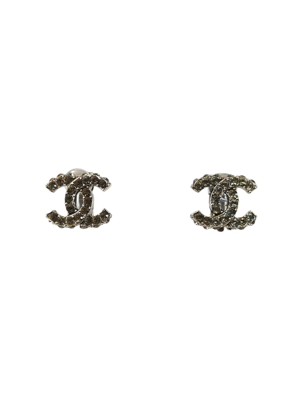 CHANEL シャネル ココマーク ラインストーン イヤリング シルバー 管理番号：11429