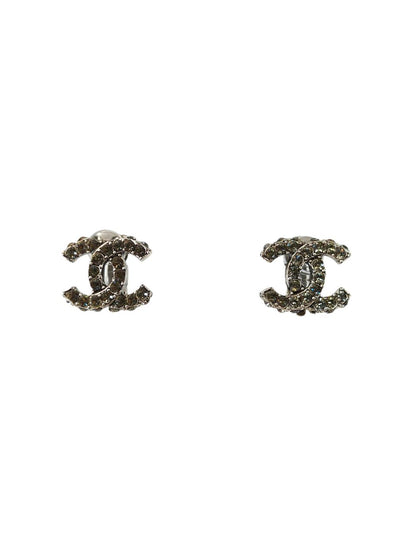 CHANEL シャネル ココマーク ラインストーン イヤリング シルバー 管理番号：11429
