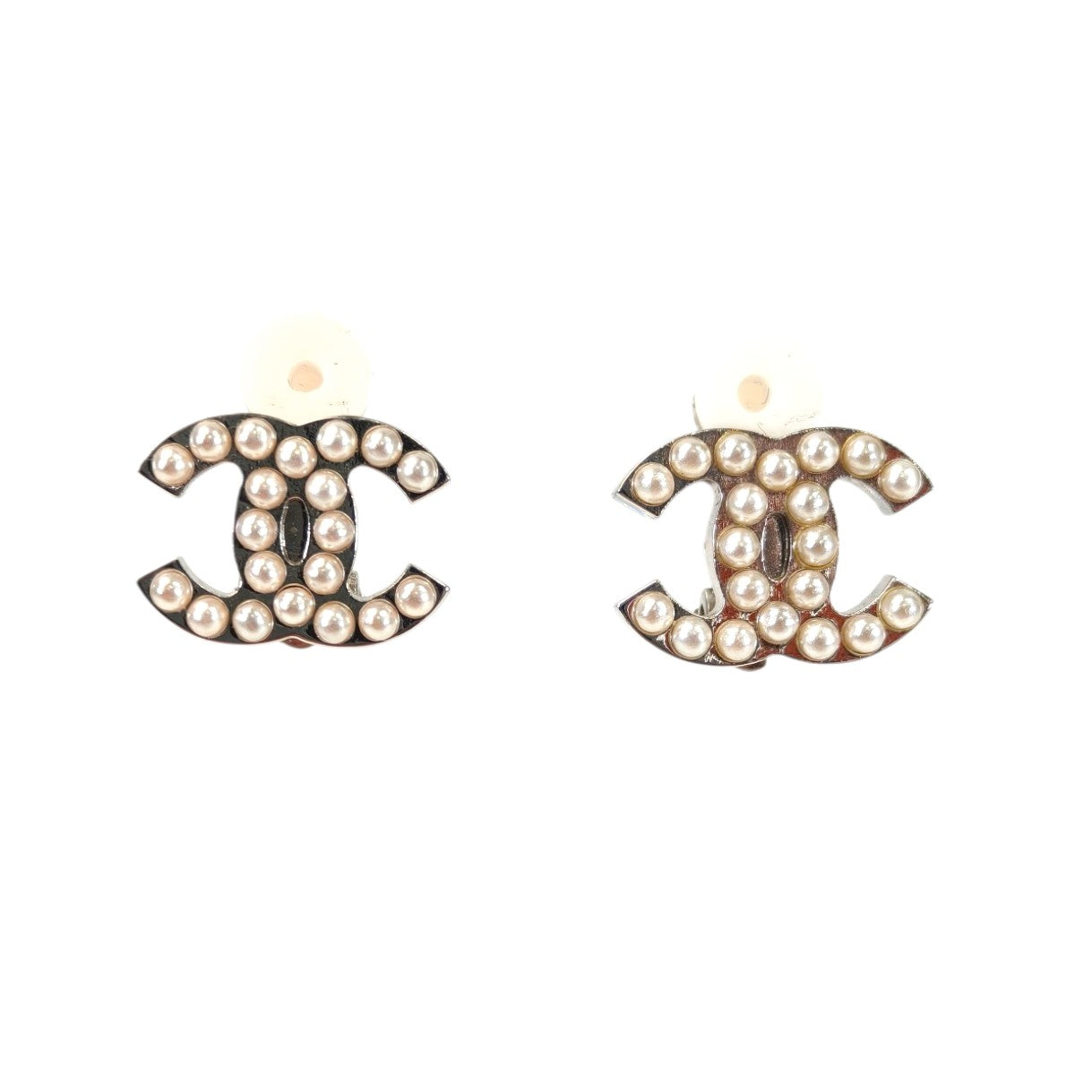 CHANEL シャネル ココマーク フェイクパール イヤリング シルバー×ホワイト 管理番号：11431
