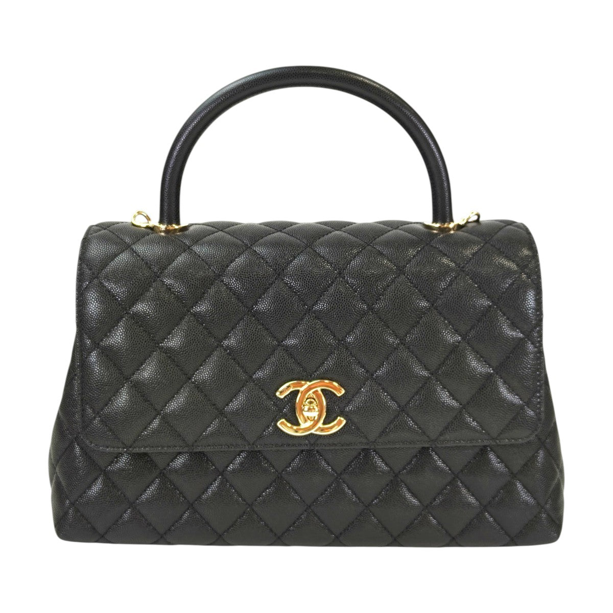 CHANEL ココハンドル 29S キャビアスキン ゴールド金具 黒 トップハンドル フラップ バッグ 管理番号：11439
