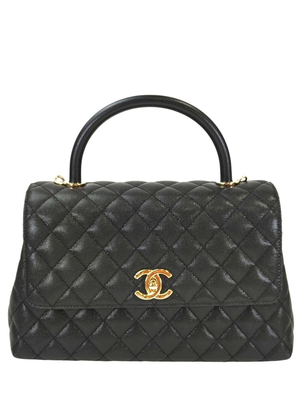 CHANEL ココハンドル 29S キャビアスキン ゴールド金具 黒 トップハンドル フラップ バッグ 管理番号：11439