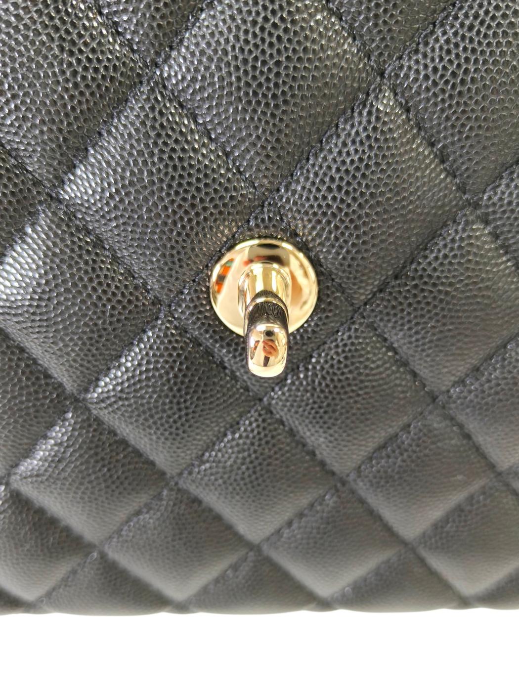 CHANEL ココハンドル 29S キャビアスキン ゴールド金具 黒 トップハンドル フラップ バッグ 管理番号：11439