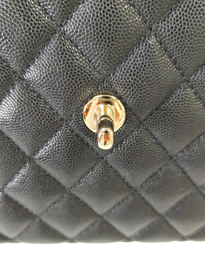 CHANEL ココハンドル 29S キャビアスキン ゴールド金具 黒 トップハンドル フラップ バッグ 管理番号：11439