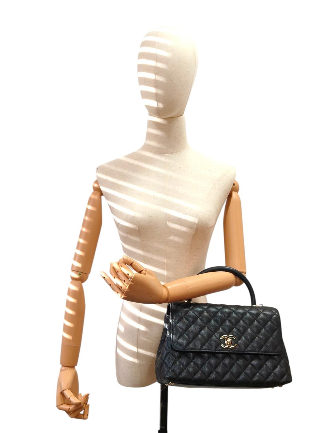 CHANEL ココハンドル 29S キャビアスキン ゴールド金具 黒 トップハンドル フラップ バッグ 管理番号：11439