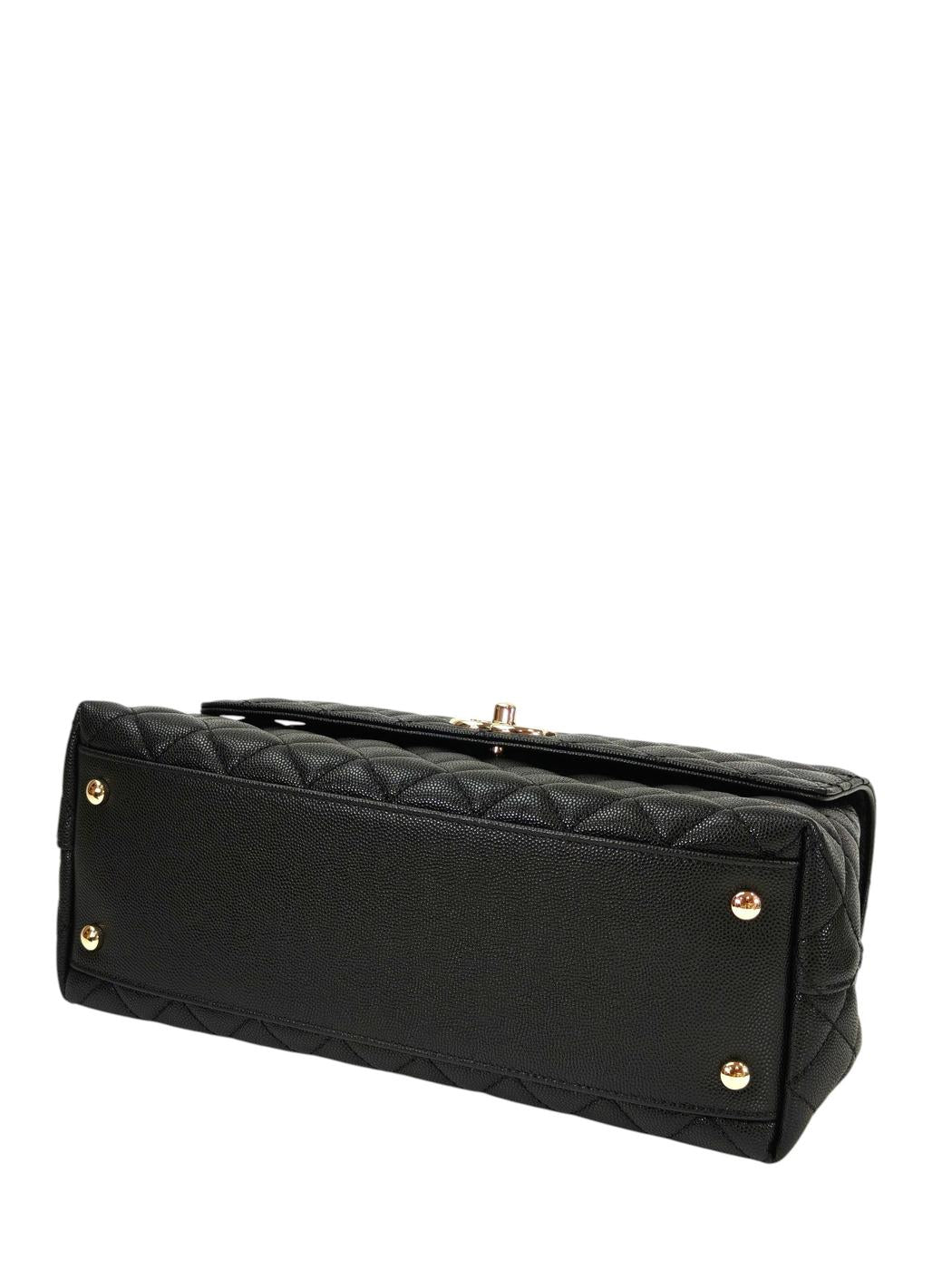 CHANEL ココハンドル 29S キャビアスキン ゴールド金具 黒 トップハンドル フラップ バッグ 管理番号：11439