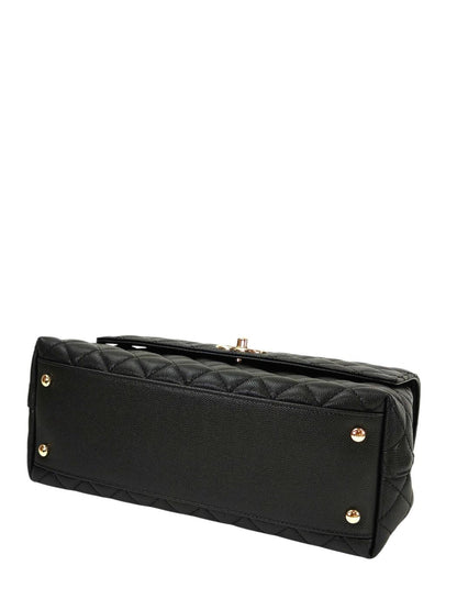 CHANEL ココハンドル 29S キャビアスキン ゴールド金具 黒 トップハンドル フラップ バッグ 管理番号：11439