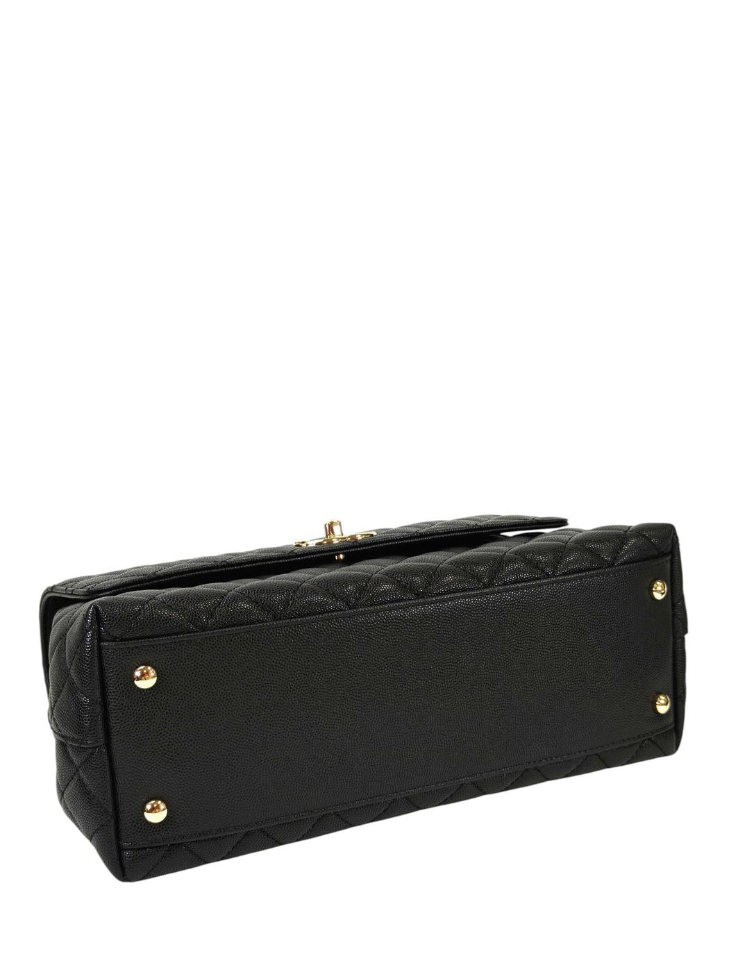 CHANEL ココハンドル 29S キャビアスキン ゴールド金具 黒 トップハンドル フラップ バッグ 管理番号：11439