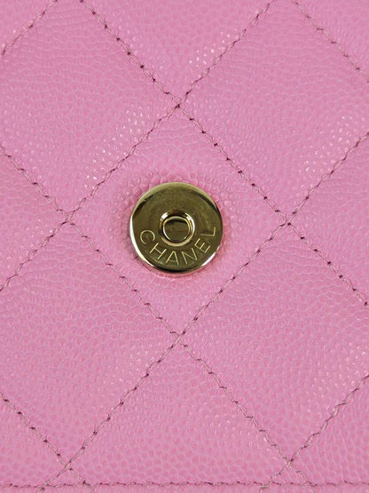CHANEL シャネル チェーンウォレットマトラッセ ココマーク ピンク ゴールド金具 管理番号：11446