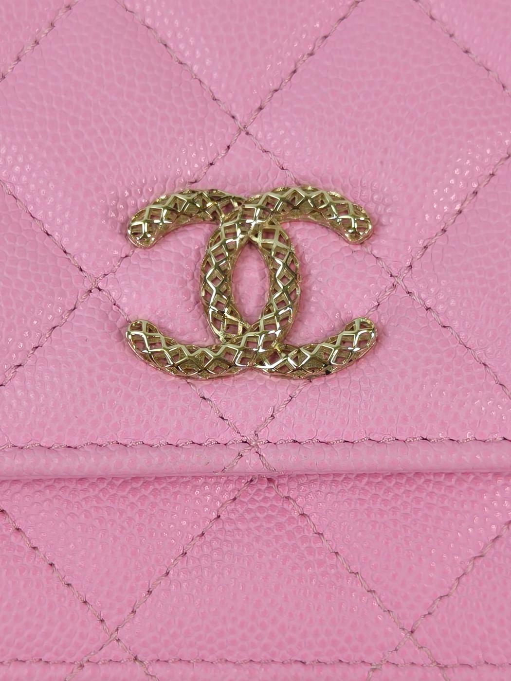 CHANEL シャネル チェーンウォレットマトラッセ ココマーク ピンク ゴールド金具 管理番号：11446