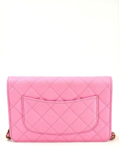 CHANEL シャネル チェーンウォレットマトラッセ ココマーク ピンク ゴールド金具 管理番号：11446