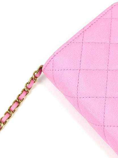 CHANEL シャネル チェーンウォレットマトラッセ ココマーク ピンク ゴールド金具 管理番号：11446