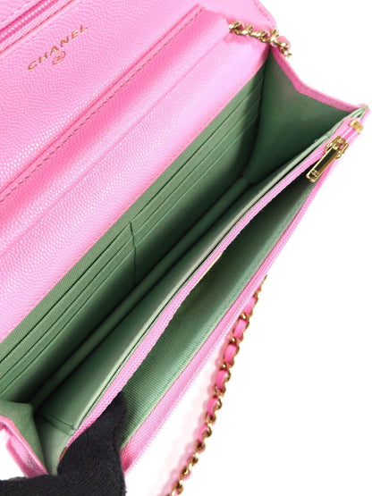 CHANEL シャネル チェーンウォレットマトラッセ ココマーク ピンク ゴールド金具 管理番号：11446