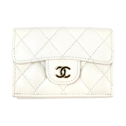 CHANEL シャネル ココマーク マトラッセ 三つ折り財布 ホワイト  管理番号：11462