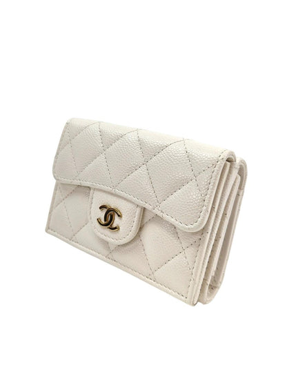 CHANEL シャネル ココマーク マトラッセ 三つ折り財布 ホワイト  管理番号：11462