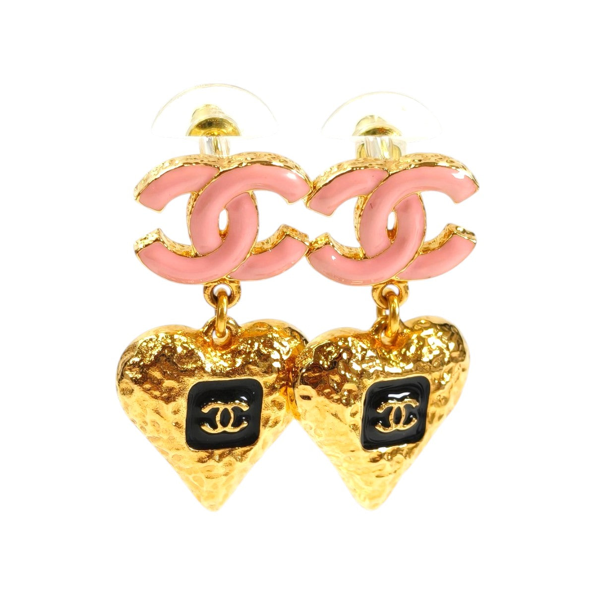 CHANEL シャネル ココマーク ピンク ハート コメ有 ピアス ピンク×ゴールド 管理番号：11481