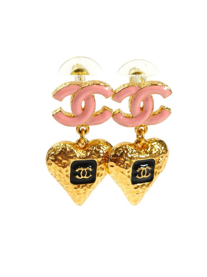 CHANEL シャネル ココマーク ピンク ハート コメ有 ピアス ピンク×ゴールド 管理番号：11481