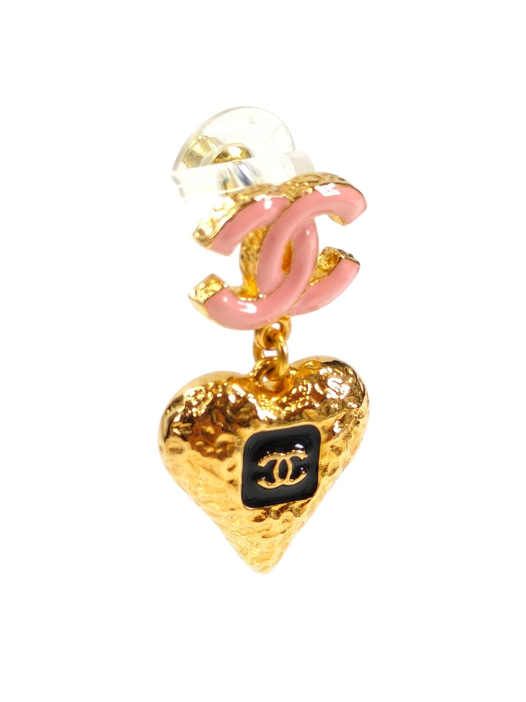 CHANEL シャネル ココマーク ピンク ハート コメ有 ピアス ピンク×ゴールド 管理番号：11481