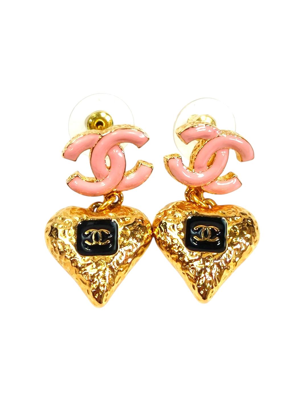 CHANEL シャネル ココマーク ピンク ハート コメ有 ピアス ピンク×ゴールド 管理番号：11481