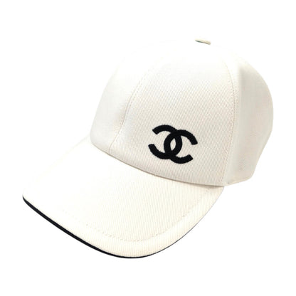 CHANEL シャネル 黒ロゴ ココマーク キャップ ホワイト 管理番号：11508