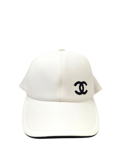 CHANEL シャネル 黒ロゴ ココマーク キャップ ホワイト 管理番号：11508