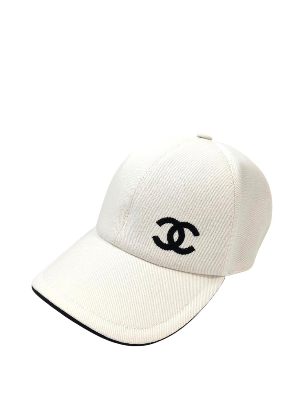 CHANEL シャネル 黒ロゴ ココマーク キャップ ホワイト 管理番号：11508