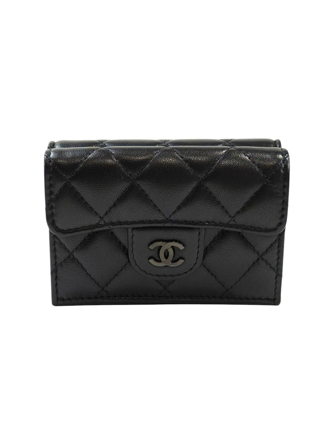 CHANEL シャネル ココマーク マトラッセ 三つ折り財布 ブラック 管理番号：11509
