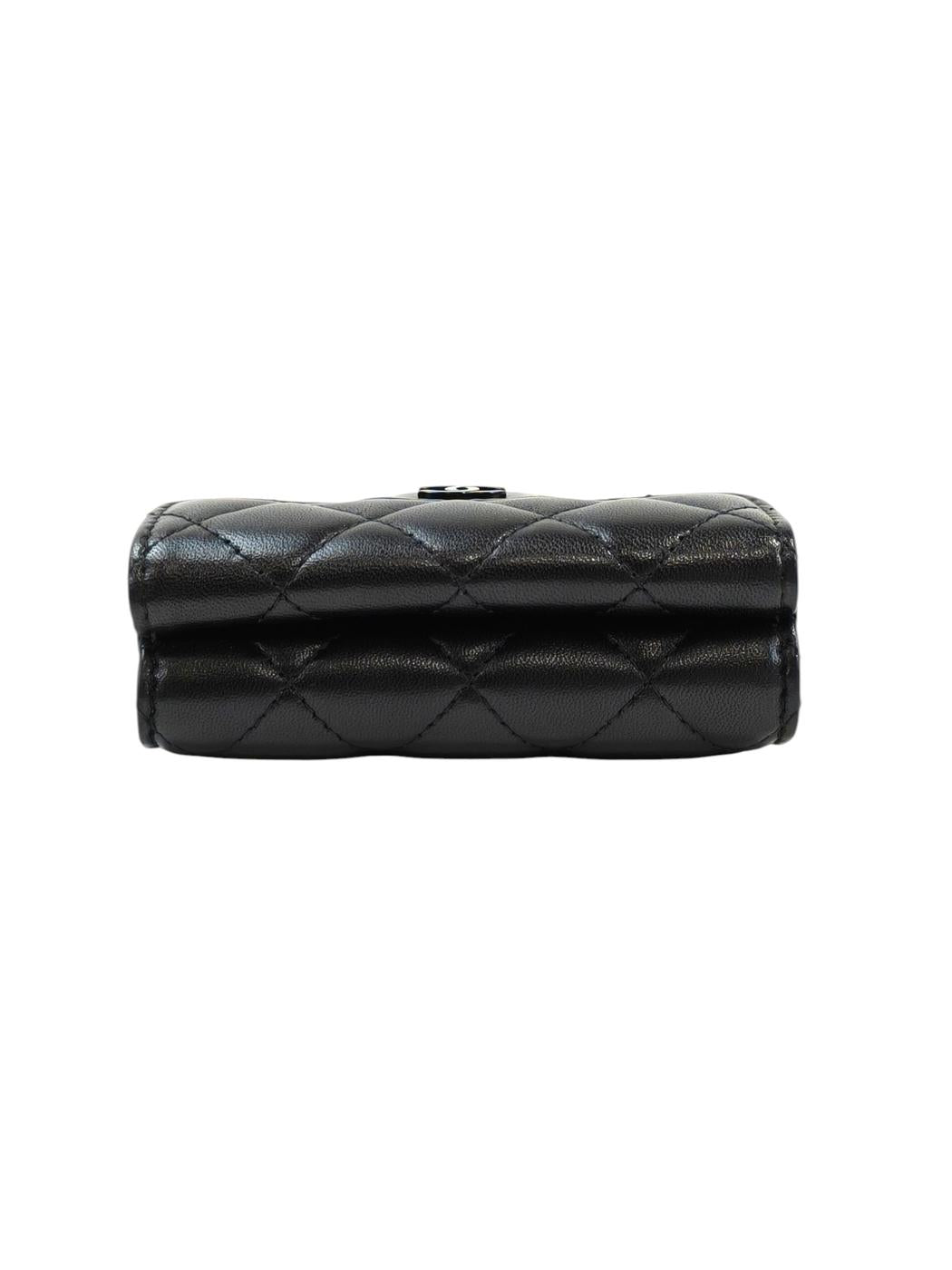 CHANEL シャネル ココマーク マトラッセ 三つ折り財布 ブラック 管理番号：11509