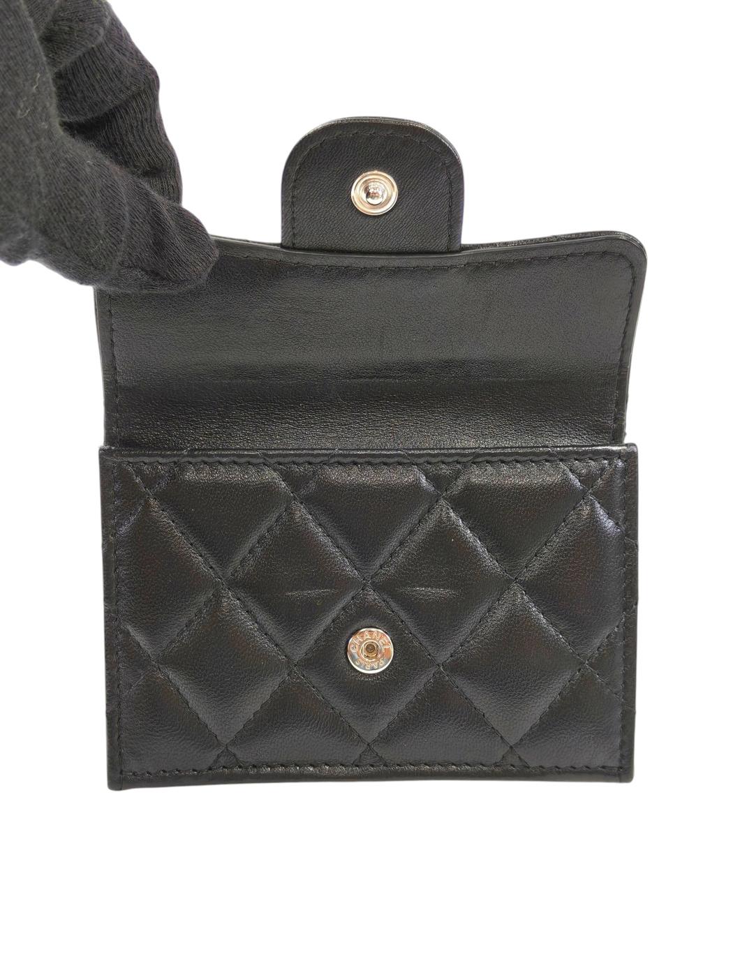 CHANEL シャネル ココマーク マトラッセ 三つ折り財布 ブラック 管理番号：11509