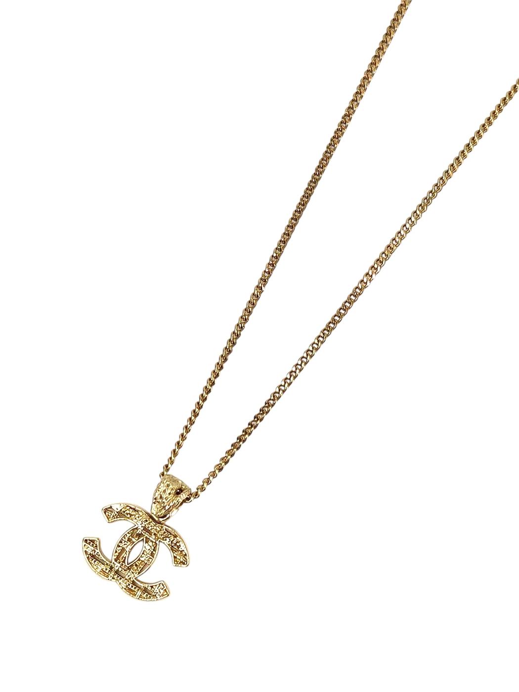 CHANEL シャネル ツイード柄 ココマーク コメ有  ネックレス ゴールド 管理番号：11535