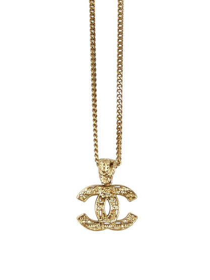 CHANEL シャネル ツイード柄 ココマーク コメ有  ネックレス ゴールド 管理番号：11535