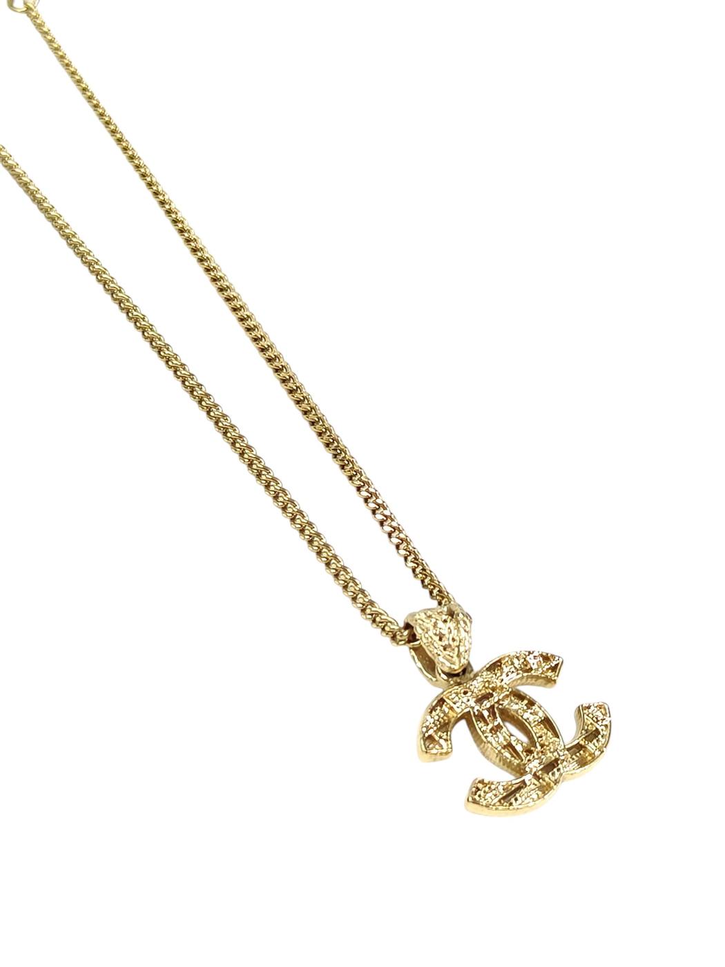CHANEL シャネル ツイード柄 ココマーク コメ有  ネックレス ゴールド 管理番号：11535