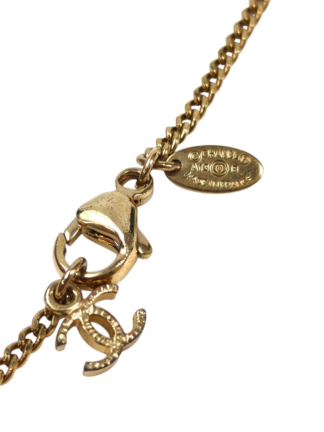 CHANEL シャネル ツイード柄 ココマーク コメ有  ネックレス ゴールド 管理番号：11535