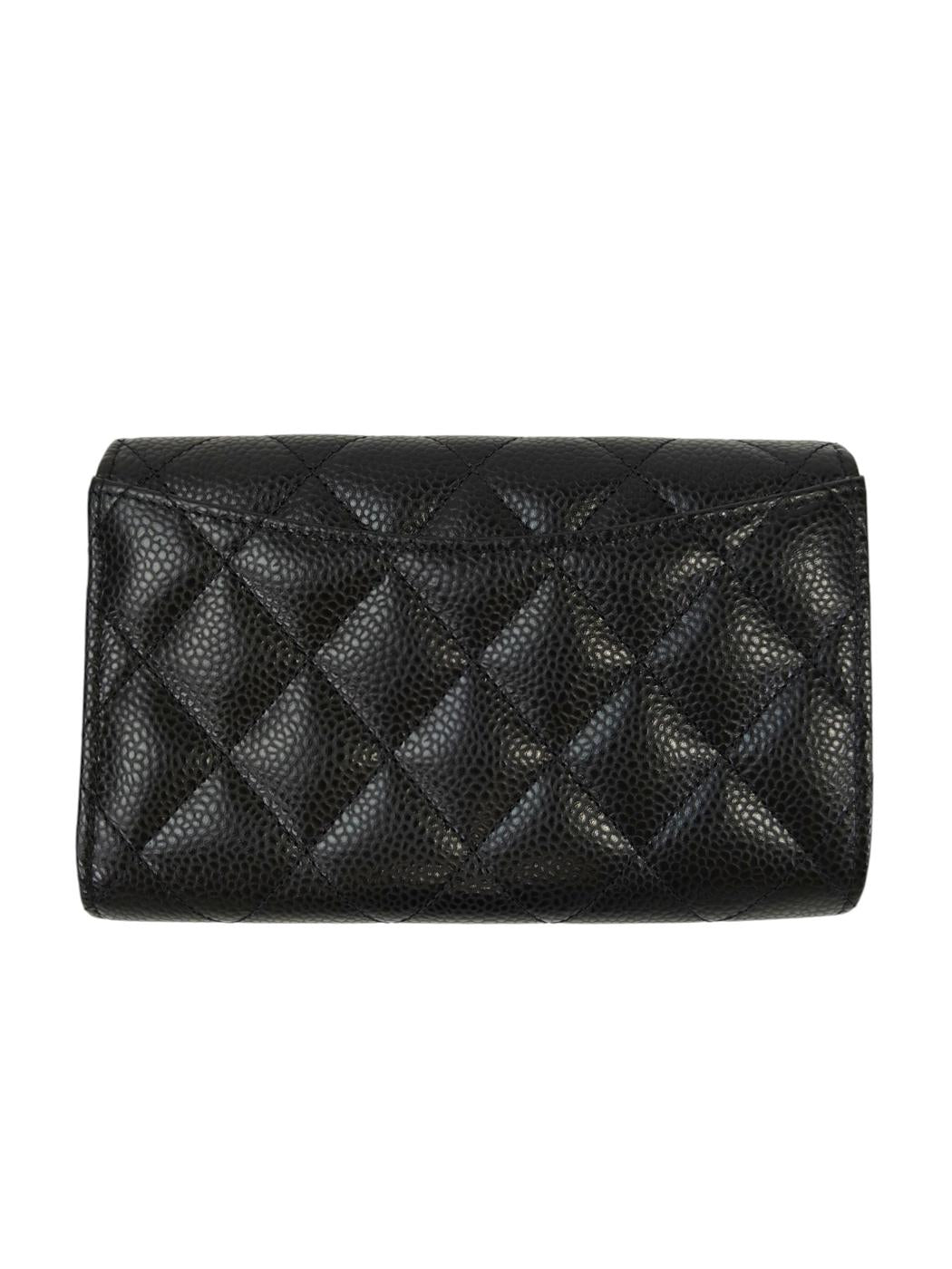 CHANEL シャネル ココマーク マトラッセ 三つ折り財布 ブラック 管理番号：11545