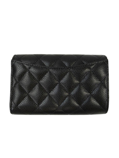 CHANEL シャネル ココマーク マトラッセ 三つ折り財布 ブラック 管理番号：11545