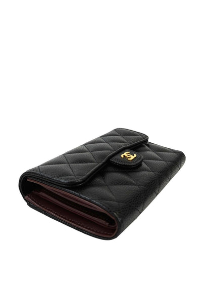 CHANEL シャネル ココマーク マトラッセ 三つ折り財布 ブラック 管理番号：11545