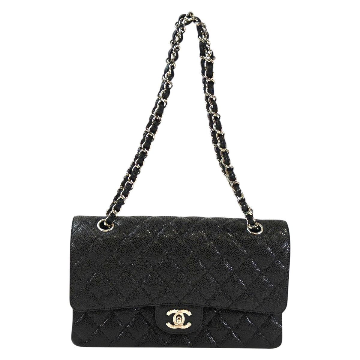 CHANEL シャネル マトラッセ25 Wフラップチェーンショルダーバッグ 13番台 ブラック 管理番号：11563