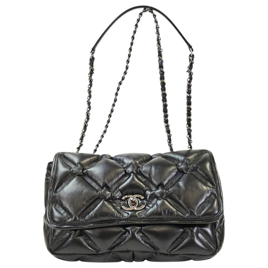 CHANEL シャネル バブルキルト Wチェーンショルダー 23番台 ブラック 管理番号：11565